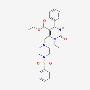 ETHYL 6-{[4-(BENZENESULFONYL)PIPERAZIN-1-YL]METHYL}-1-ETHYL-2-OXO-4-PHENYL-1,2,3,4-TETRAHYDROPYRIMIDINE-5-CARBOXYLATE