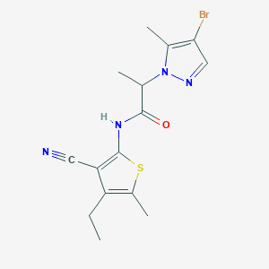 molecular formula C15H17BrN4OS B4556728 2-(4-溴-5-甲基-1H-吡唑-1-基)-N-(3-氰基-4-乙基-5-甲基-2-噻吩基)丙酰胺 