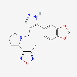 3-(1-{[3-(1,3-benzodioxol-5-yl)-1H-pyrazol-4-yl]methyl}-2-pyrrolidinyl)-4-methyl-1,2,5-oxadiazole