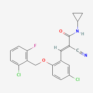 molecular formula C20H15Cl2FN2O2 B4556730 3-{5-chloro-2-[(2-chloro-6-fluorobenzyl)oxy]phenyl}-2-cyano-N-cyclopropylacrylamide 