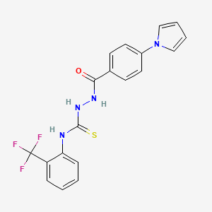 molecular formula C19H15F3N4OS B4556742 2-[4-(1H-pyrrol-1-yl)benzoyl]-N-[2-(trifluoromethyl)phenyl]hydrazinecarbothioamide 