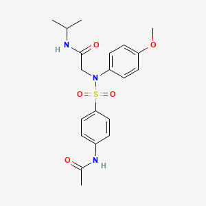 molecular formula C20H25N3O5S B4556750 N~2~-{[4-(acetylamino)phenyl]sulfonyl}-N~1~-isopropyl-N~2~-(4-methoxyphenyl)glycinamide 