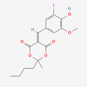 molecular formula C17H19IO6 B4556756 2-butyl-5-(4-hydroxy-3-iodo-5-methoxybenzylidene)-2-methyl-1,3-dioxane-4,6-dione 