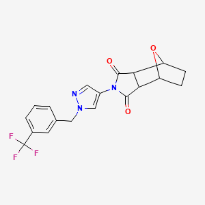 molecular formula C19H16F3N3O3 B4556809 4-{1-[3-(三氟甲基)苄基]-1H-吡唑-4-基}-10-氧杂-4-氮三环[5.2.1.0~2,6~]癸烷-3,5-二酮 