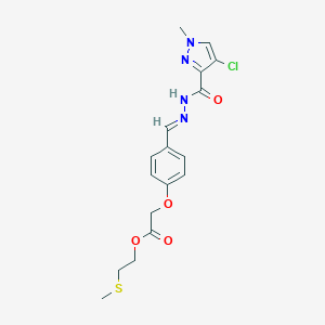 molecular formula C17H19ClN4O4S B455683 2-(methylsulfanyl)ethyl {4-[(E)-{2-[(4-chloro-1-methyl-1H-pyrazol-3-yl)carbonyl]hydrazinylidene}methyl]phenoxy}acetate 