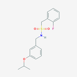 molecular formula C17H20FNO3S B4556874 1-(2-FLUOROPHENYL)-N-{[3-(PROPAN-2-YLOXY)PHENYL]METHYL}METHANESULFONAMIDE 