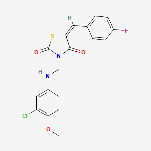 molecular formula C18H14ClFN2O3S B4556882 (5E)-3-[(3-chloro-4-methoxyanilino)methyl]-5-[(4-fluorophenyl)methylidene]-1,3-thiazolidine-2,4-dione 