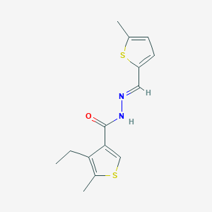 molecular formula C14H16N2OS2 B455694 4-ethyl-5-methyl-N'-[(5-methyl-2-thienyl)methylene]-3-thiophenecarbohydrazide 