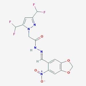2-[3,5-bis(difluoromethyl)-1H-pyrazol-1-yl]-N'-({6-nitro-1,3-benzodioxol-5-yl}methylene)acetohydrazide