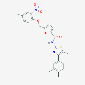 molecular formula C25H23N3O5S B455697 N-[4-(3,4-dimethylphenyl)-5-methyl-1,3-thiazol-2-yl]-5-[(4-methyl-2-nitrophenoxy)methyl]furan-2-carboxamide 