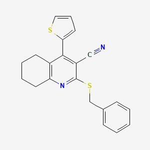 molecular formula C21H18N2S2 B4557006 2-(苯甲硫基)-4-(2-噻吩基)-5,6,7,8-四氢-3-喹啉甲腈 