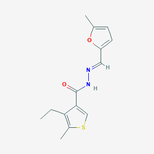 molecular formula C14H16N2O2S B455702 4-ethyl-5-methyl-N'-[(5-methyl-2-furyl)methylene]-3-thiophenecarbohydrazide 