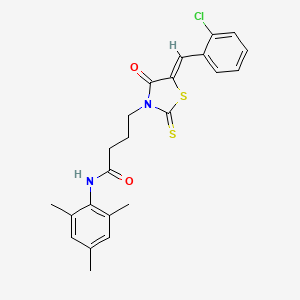 4-[5-(2-chlorobenzylidene)-4-oxo-2-thioxo-1,3-thiazolidin-3-yl]-N-mesitylbutanamide