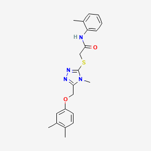 molecular formula C21H24N4O2S B4557053 2-({5-[(3,4-dimethylphenoxy)methyl]-4-methyl-4H-1,2,4-triazol-3-yl}sulfanyl)-N-(2-methylphenyl)acetamide 