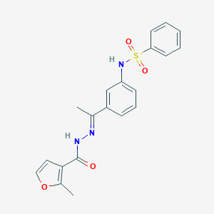 molecular formula C20H19N3O4S B455707 N-{3-[N-(2-methyl-3-furoyl)ethanehydrazonoyl]phenyl}benzenesulfonamide 