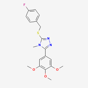 molecular formula C19H20FN3O3S B4557070 3-[(4-fluorobenzyl)sulfanyl]-4-methyl-5-(3,4,5-trimethoxyphenyl)-4H-1,2,4-triazole 