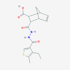 molecular formula C17H20N2O4S B455708 3-({2-[(4-Ethyl-5-methyl-3-thienyl)carbonyl]hydrazino}carbonyl)bicyclo[2.2.1]hept-5-ene-2-carboxylic acid 