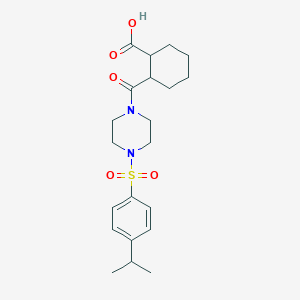 molecular formula C21H30N2O5S B4557120 2-({4-[(4-异丙苯基)磺酰基]-1-哌嗪基}羰基)环己烷甲酸 