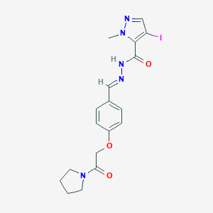 molecular formula C18H20IN5O3 B455713 4-iodo-1-methyl-N'-{4-[2-oxo-2-(1-pyrrolidinyl)ethoxy]benzylidene}-1H-pyrazole-5-carbohydrazide 