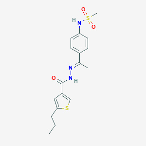 molecular formula C17H21N3O3S2 B455717 N-(4-{N-[(5-propyl-3-thienyl)carbonyl]ethanehydrazonoyl}phenyl)methanesulfonamide 
