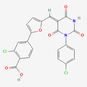 2-CHLORO-4-(5-{[(5Z)-1-(4-CHLOROPHENYL)-2,4,6-TRIOXO-1,3-DIAZINAN-5-YLIDENE]METHYL}FURAN-2-YL)BENZOIC ACID