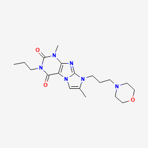 molecular formula C19H28N6O3 B4557227 1,7-dimethyl-8-(3-morpholinopropyl)-3-propyl-1H-imidazo[2,1-f]purine-2,4(3H,8H)-dione 