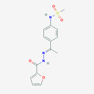 molecular formula C14H15N3O4S B455725 N-{4-[N-(2-furoyl)ethanehydrazonoyl]phenyl}methanesulfonamide 