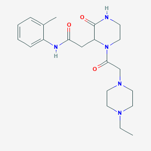 molecular formula C21H31N5O3 B4557273 2-{1-[(4-乙基-1-哌嗪基)乙酰]-3-氧代-2-哌嗪基}-N-(2-甲苯基)乙酰胺 