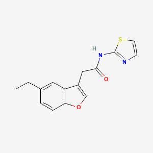 molecular formula C15H14N2O2S B4557285 2-(5-ethyl-1-benzofuran-3-yl)-N-1,3-thiazol-2-ylacetamide 