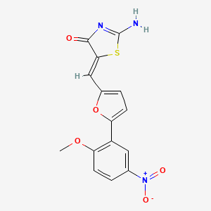 molecular formula C15H11N3O5S B4557294 (5Z)-2-imino-5-{[5-(2-methoxy-5-nitrophenyl)furan-2-yl]methylidene}-1,3-thiazolidin-4-one 