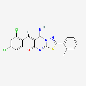 molecular formula C19H12Cl2N4OS B4557306 (6Z)-6-[(2,4-dichlorophenyl)methylidene]-5-imino-2-(2-methylphenyl)-[1,3,4]thiadiazolo[3,2-a]pyrimidin-7-one 