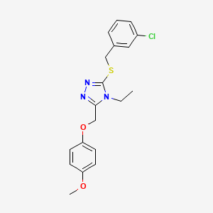 molecular formula C19H20ClN3O2S B4557336 3-[(3-chlorobenzyl)sulfanyl]-4-ethyl-5-[(4-methoxyphenoxy)methyl]-4H-1,2,4-triazole 