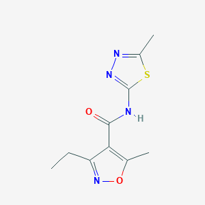 molecular formula C10H12N4O2S B4557338 3-ethyl-5-methyl-N-(5-methyl-1,3,4-thiadiazol-2-yl)-1,2-oxazole-4-carboxamide 