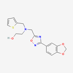 molecular formula C17H17N3O4S B4557342 2-[{[3-(1,3-benzodioxol-5-yl)-1,2,4-oxadiazol-5-yl]methyl}(2-thienylmethyl)amino]ethanol 