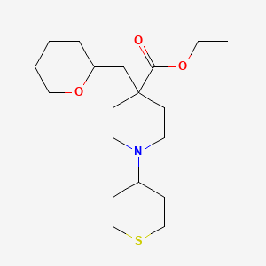 molecular formula C19H33NO3S B4557347 ethyl 4-(tetrahydro-2H-pyran-2-ylmethyl)-1-(tetrahydro-2H-thiopyran-4-yl)-4-piperidinecarboxylate 