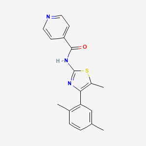 molecular formula C18H17N3OS B4557357 N-[4-(2,5-二甲基苯基)-5-甲基-1,3-噻唑-2-基]异烟酰胺 