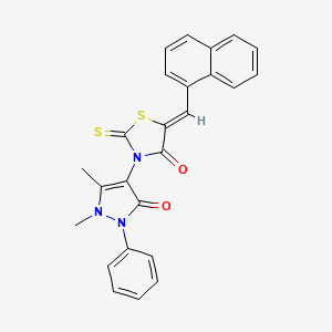 molecular formula C25H19N3O2S2 B4557363 3-(1,5-dimethyl-3-oxo-2-phenyl-2,3-dihydro-1H-pyrazol-4-yl)-5-(1-naphthylmethylene)-2-thioxo-1,3-thiazolidin-4-one 