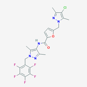 molecular formula C23H19ClF5N5O2 B455741 5-[(4-chloro-3,5-dimethyl-1H-pyrazol-1-yl)methyl]-N-[3,5-dimethyl-1-(pentafluorobenzyl)-1H-pyrazol-4-yl]furan-2-carboxamide 