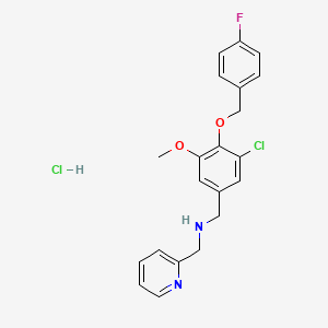 N-[[3-chloro-4-[(4-fluorophenyl)methoxy]-5-methoxyphenyl]methyl]-1-pyridin-2-ylmethanamine;hydrochloride