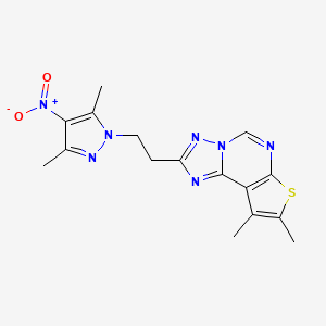 molecular formula C16H17N7O2S B4557459 2-[2-(3,5-dimethyl-4-nitro-1H-pyrazol-1-yl)ethyl]-8,9-dimethylthieno[3,2-e][1,2,4]triazolo[1,5-c]pyrimidine 