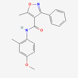 molecular formula C19H18N2O3 B4557463 N-(4-methoxy-2-methylphenyl)-5-methyl-3-phenyl-1,2-oxazole-4-carboxamide 