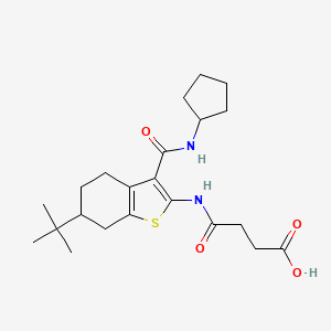 molecular formula C22H32N2O4S B4557484 4-{[6-Tert-butyl-3-(cyclopentylcarbamoyl)-4,5,6,7-tetrahydro-1-benzothiophen-2-yl]amino}-4-oxobutanoic acid 