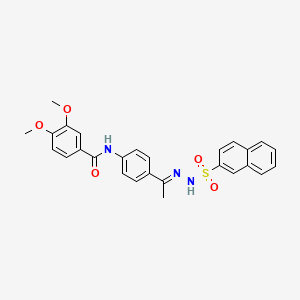 3,4-dimethoxy-N-{4-[N-(2-naphthylsulfonyl)ethanehydrazonoyl]phenyl}benzamide