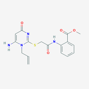 molecular formula C17H18N4O4S B455752 Methyl 2-({[(1-allyl-6-amino-4-oxo-1,4-dihydro-2-pyrimidinyl)sulfanyl]acetyl}amino)benzoate 