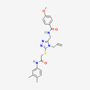 molecular formula C24H27N5O3S B4557520 N-[[5-[2-(3,4-dimethylanilino)-2-oxoethyl]sulfanyl-4-prop-2-enyl-1,2,4-triazol-3-yl]methyl]-4-methoxybenzamide 