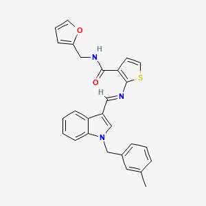 N-(2-furylmethyl)-2-({[1-(3-methylbenzyl)-1H-indol-3-yl]methylene}amino)-3-thiophenecarboxamide