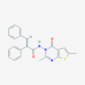 molecular formula C23H19N3O2S B455757 (2E)-N-(2,6-dimethyl-4-oxothieno[2,3-d]pyrimidin-3(4H)-yl)-2,3-diphenylprop-2-enamide 