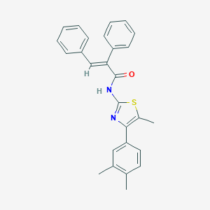 molecular formula C27H24N2OS B455763 N-[4-(3,4-dimethylphenyl)-5-methyl-1,3-thiazol-2-yl]-2,3-diphenylacrylamide 