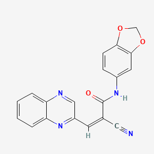 molecular formula C19H12N4O3 B4557646 N-1,3-苯并二氧杂环-5-基-2-氰基-3-(2-喹喔啉基)丙烯酰胺 