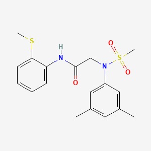 molecular formula C18H22N2O3S2 B4557725 N~2~-(3,5-二甲基苯基)-N~2~-(甲磺酰基)-N~1~-[2-(甲硫基)苯基]甘氨酰胺 